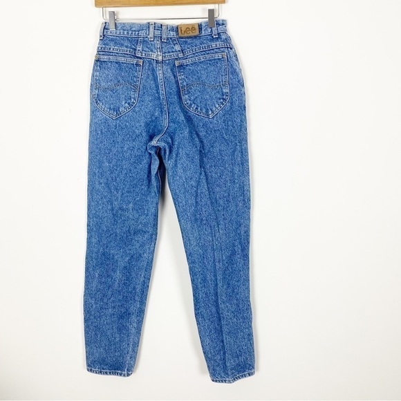 VINTAGE 80s LEE Acid Wash High Waisted Straight Tapered Mom Jeans Size 11 Retro - Picture 5 of 10